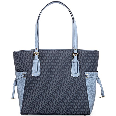 michael kors 3 pocket blue purse